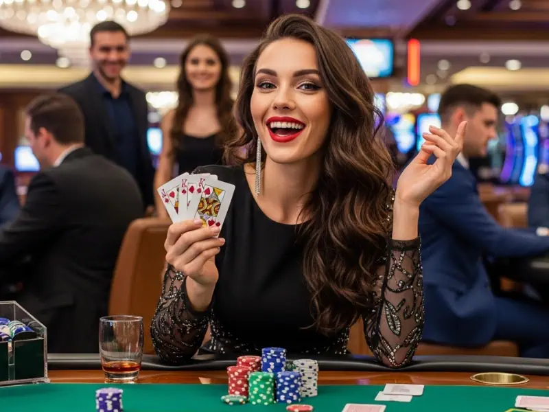 747 Betting Smiling Person Holding Baccarat Cards Z7live1.ph happy moment