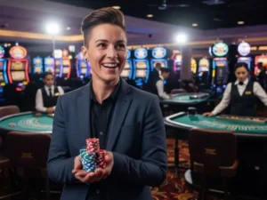 ph city 777 profile standing player holding many chips z7live1 confidently