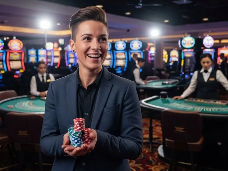 ph city 777 profile standing player holding many chips z7live1 confidently