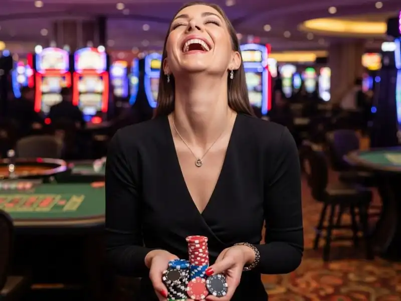 200 Casino Welcome Bonus Smiling Player With Poker Chips Z7live1.ph reward