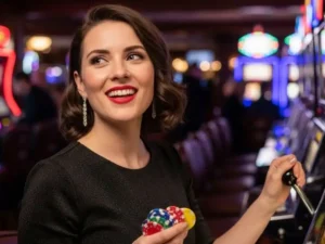 747 Online Casino Live Standing Happy Chip Holder winning scene