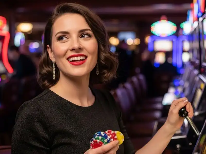 747 Online Casino Live Standing Happy Chip Holder winning scene