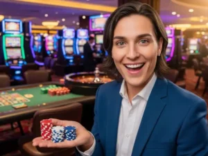 Fair Play Casino PH Joyful Roulette Winner Holding Chips Z7live1.ph moment