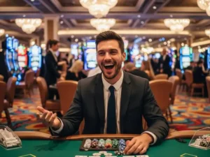 Legal Online Casino in Philippines Smiling Player With Poker Chips Z7live1.ph