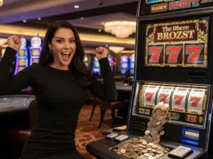 Live Casino Philippines Smiling Woman Playing Slot Game Z7live1.ph fun