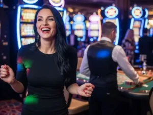 Real Money Casino Philippines Smiling Woman Playing Slot Game Z7live1.ph fun moment