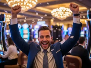 Slot Games Philippines Joyful Man Standing Casino Background Z7live1.ph vibe