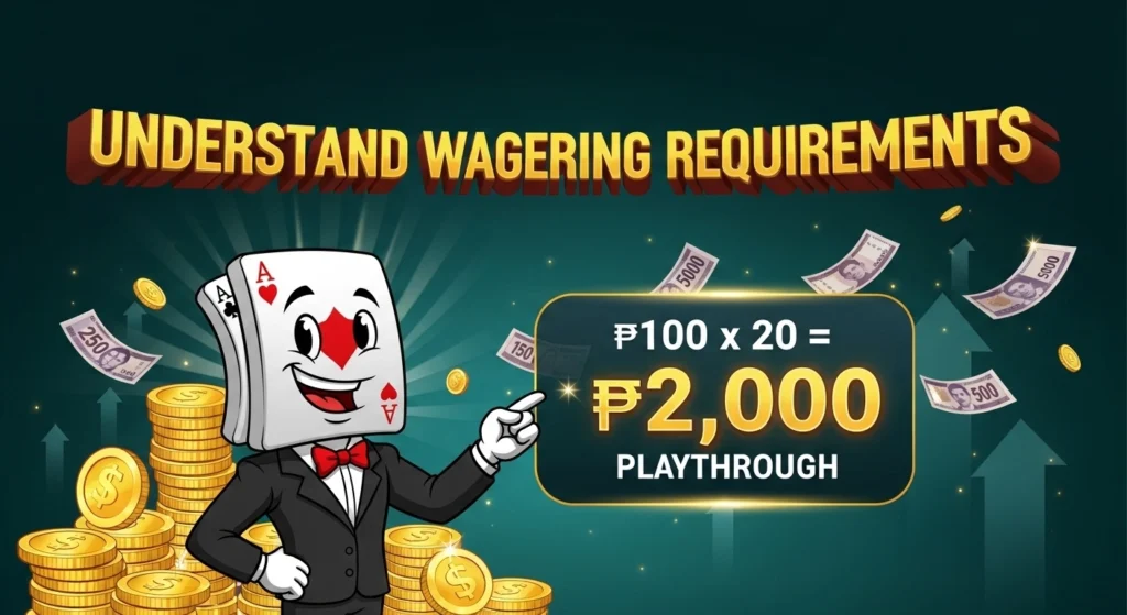 Example of wagering requirement for ₱100 online casino free bonus