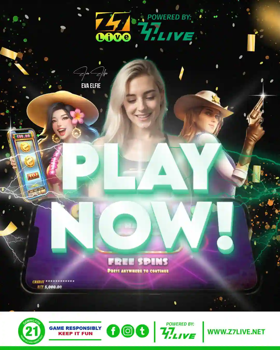 Guides page on Z7Live powered by 747 Live, showing play now options and featured casino games