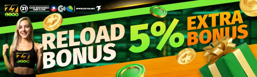 Z7live reload bonus 5% extra bonus promotion