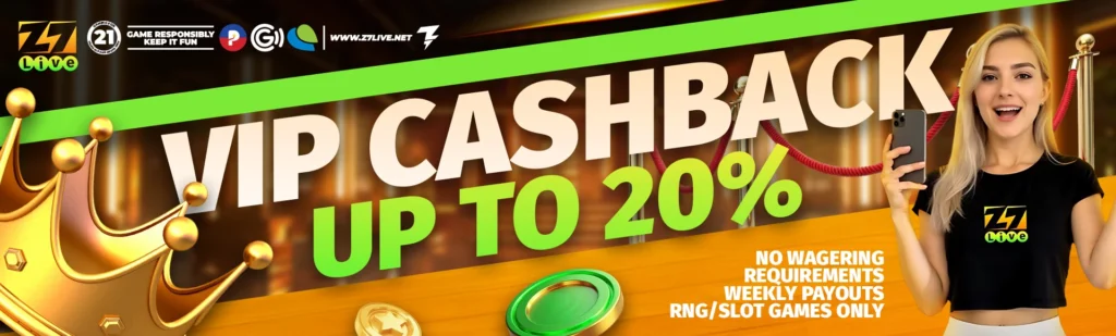 Z7live VIP cashback up to 20% bonus promotion banner